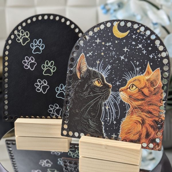 Шкіряні боковинки для в'язання сумки-рюкзака Коти- арка 21 × 17,5