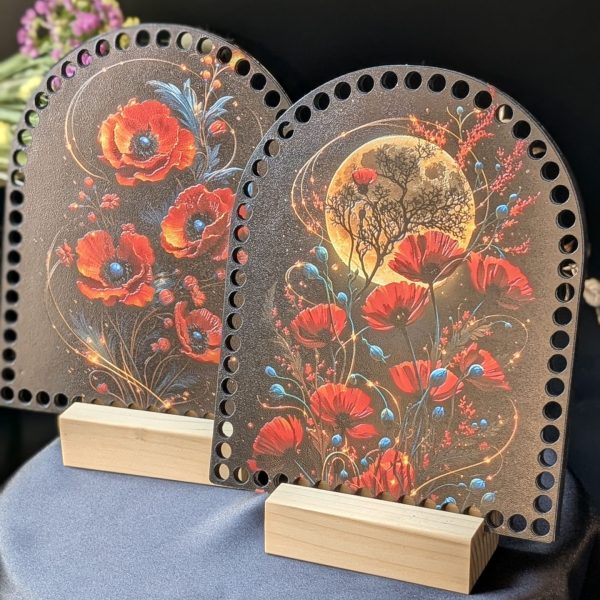 Шкіряні боковинки для в'язання сумочки Маки - арка 21 × 17,5