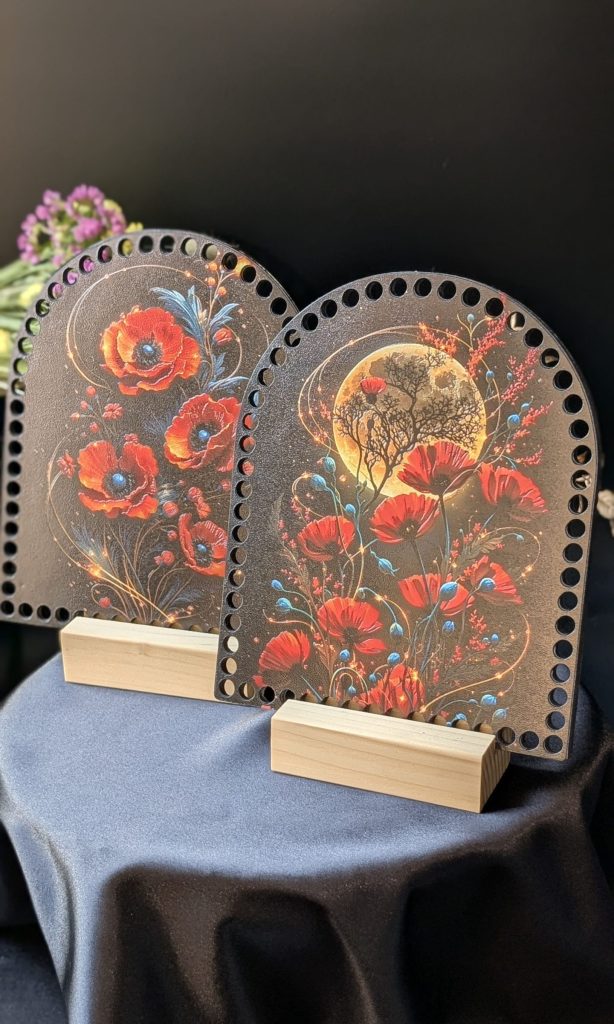 Шкіряні боковинки для в’язання сумочки Маки – арка 21 × 17,5